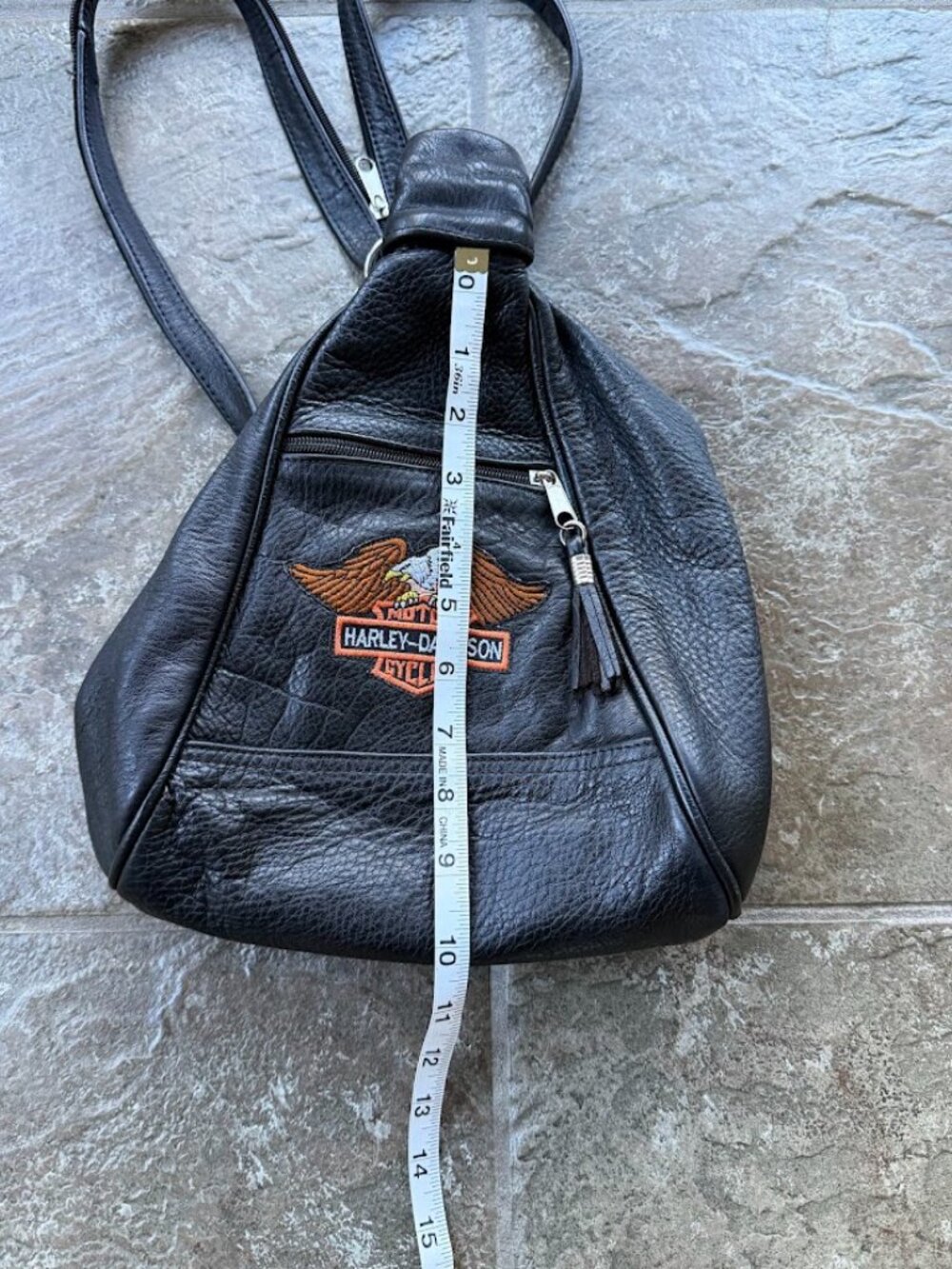 Vintage Harley Davidson Pebbled Leather Convertible Mini Backpack Sling Purse - Picture 2 of 6